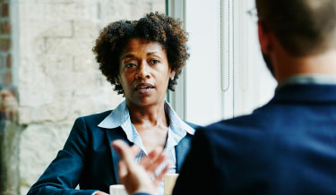 woman meeting with co-worker